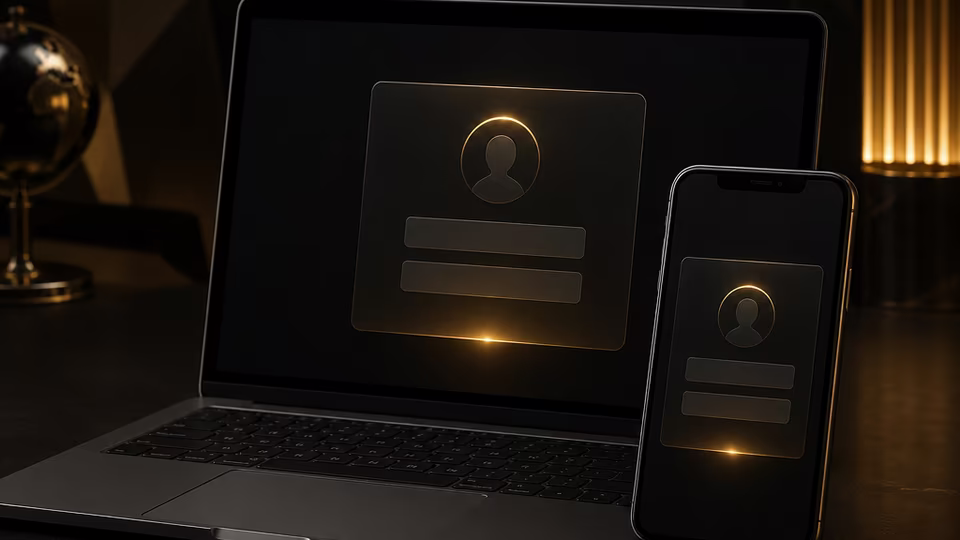 Black Label Casino account access scene on laptop and phone